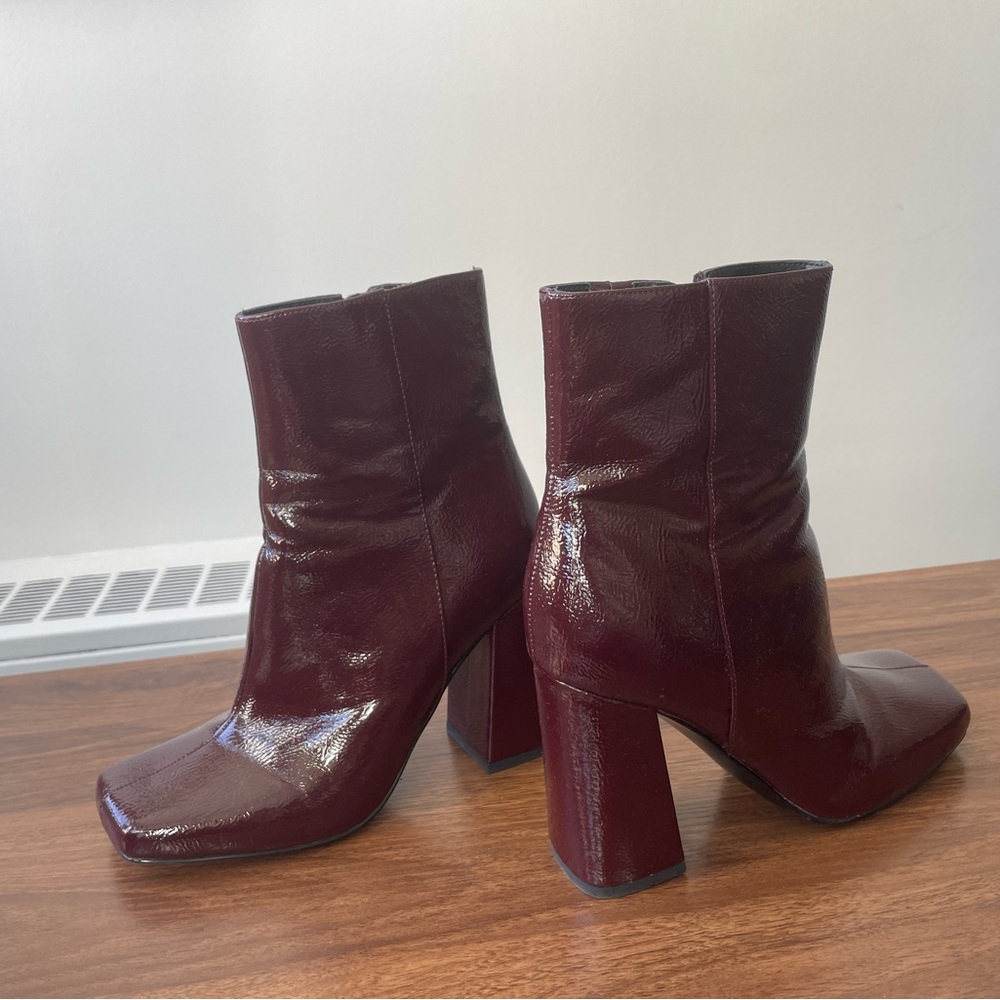 Nine West Dark Red Block Heel Boots